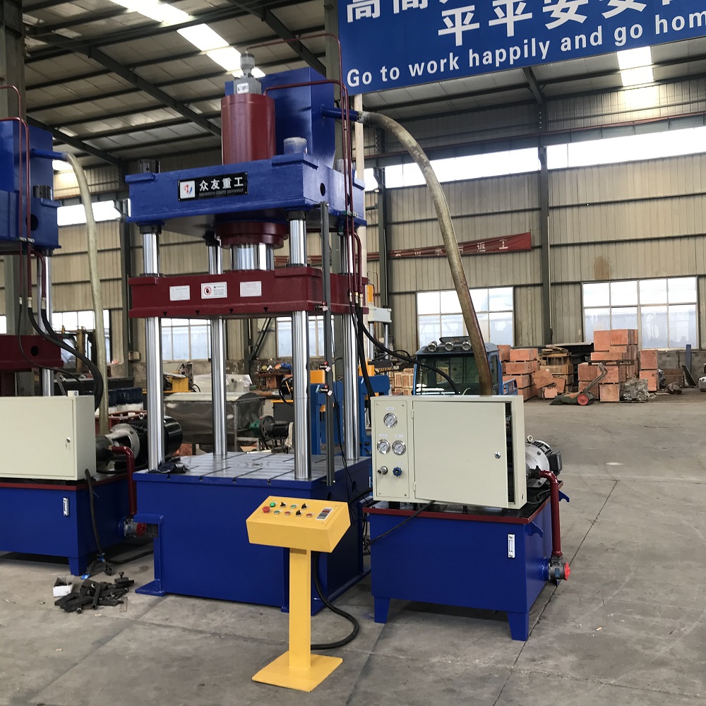 315T三樑四(si)柱灰(hui)鬭車拉伸成(cheng)型切(qie)邊液(ye)壓(ya)機